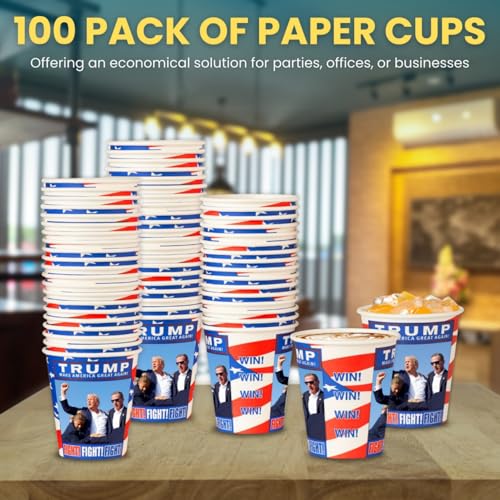 Trump Design Disposable Paper Coffee Cups (100 Count)