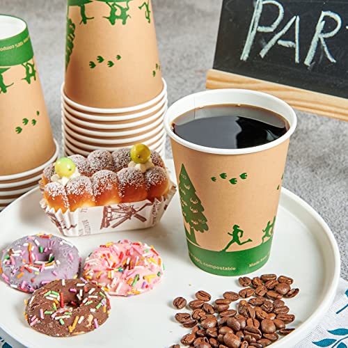 12 oz Compostable Paper Coffee Cups with PLA Lined (240 Count)
