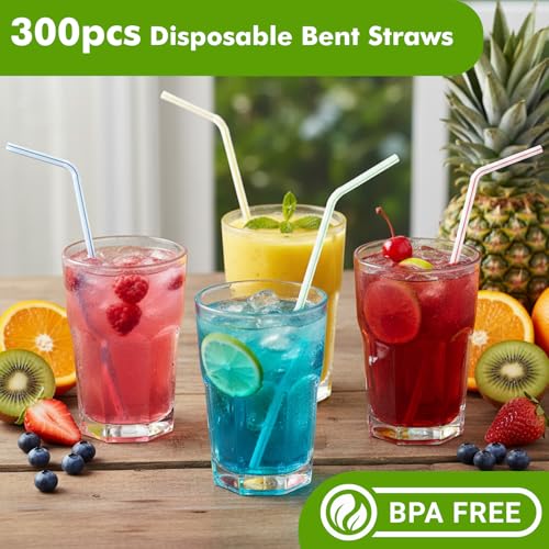 8.3" Flexible Bendy Disposable Drinking Straws (300 Count)