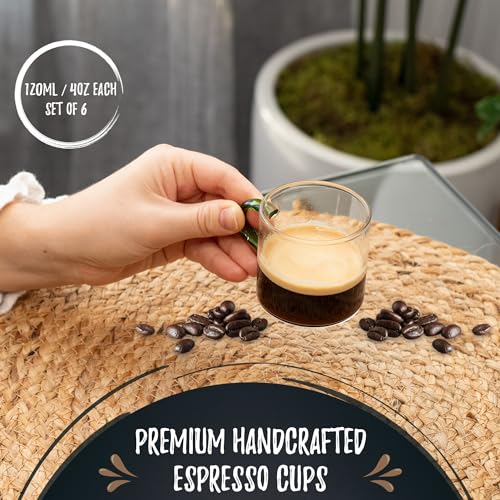Clear Espresso Cups with Colorful Handles (6 Count)