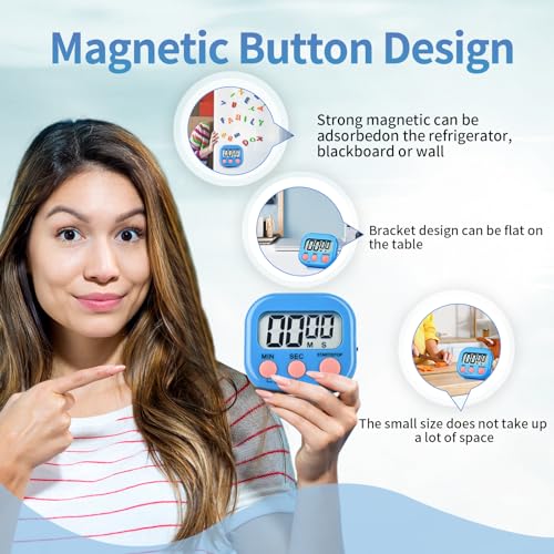 4 Pack Digital Kitchen Timer Magnetic Digital Timer with Big Display Loud Ring Cooking Timers for Kitchen Electronic Timer for Cooking (4 Count)