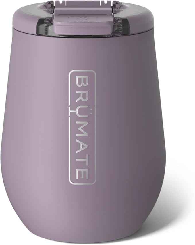 BrüMate Uncork'd 14oz 100% Leakproof Insulated Wine Tumbler | Locking Lid | Insulated Stainless Steel Wine Glass | Perfect For Travel & Outdoors | BPA-Free (Lilac Dusk)