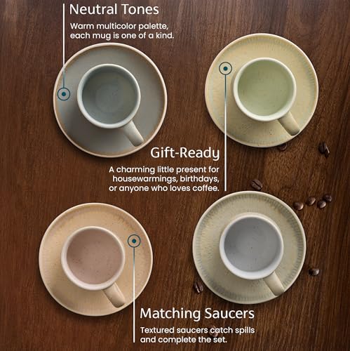 Espresso Mug and Saucer Set (4 Count)