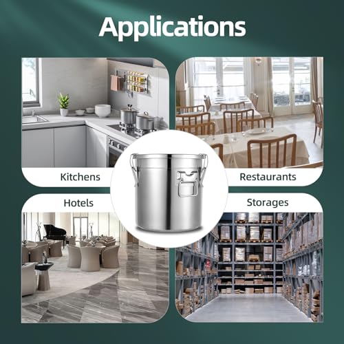 304 Stainless Steel Container 21L Airtight Food Storage Container with Lids & Locking Clips Stainless Steel Bucket for Kitchen