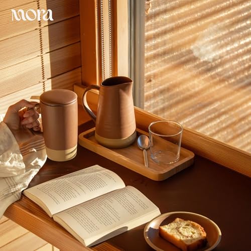 Mora Ceramics Large Tea Mug with Loose Leaf Infuser and Ceramic Lid