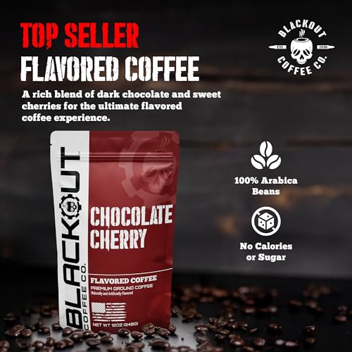 Blackout Coffee Chocolate Cherry Flavored Ground Coffee (12 Ounce)