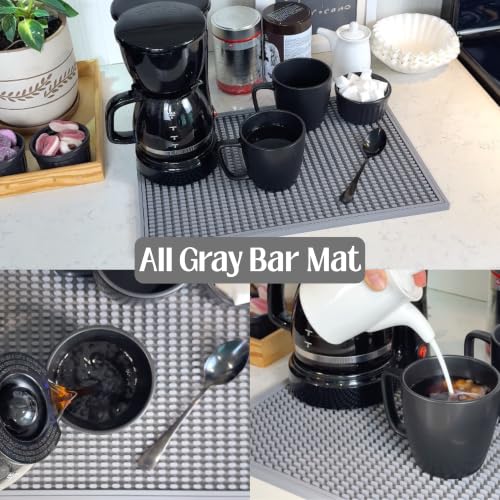 Gray Coffee Maker Mat for Countertop 18x12 in Silicone