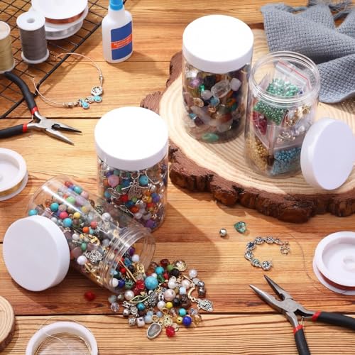 4 Pcs Plastic Jars Wide Mouth with Lids