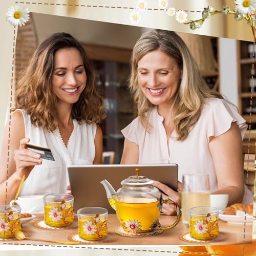 7 Pcs Floral Tea Set for Women (7 Count)