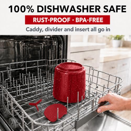 Extra Large Rotating Red Utensil Holder with Sturdy No