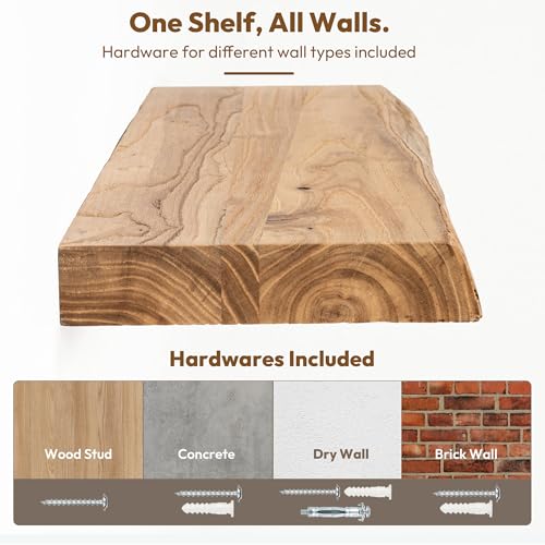 Wood Floating Shelves Live Edge 24” Set of 2 (2 Count)