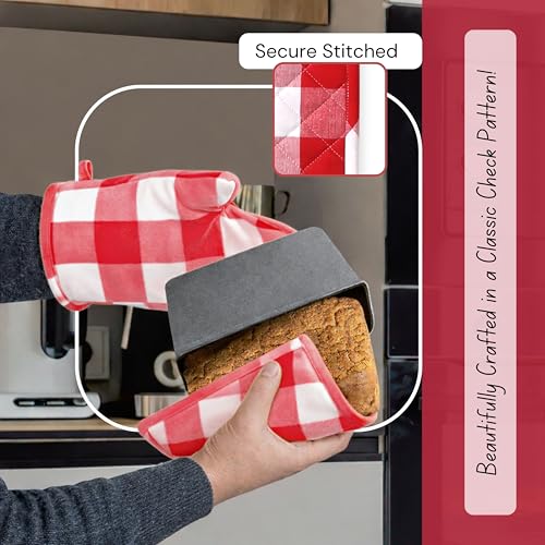 Buffalo Plaid Check Oven Mitts and Pot Holders Set of 4 (4 Count)