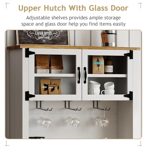 72" Farmhouse Coffee Bar Cabinet with Sliding Barn Door