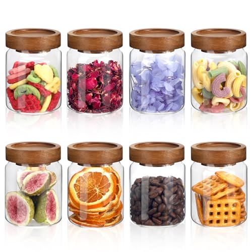 5 oz Glass Spice Jar with Acacia Wood Lid 8 pcs