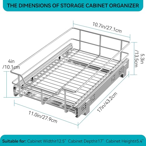 Pull Out Cabinet Organizer 11" W X 17" D