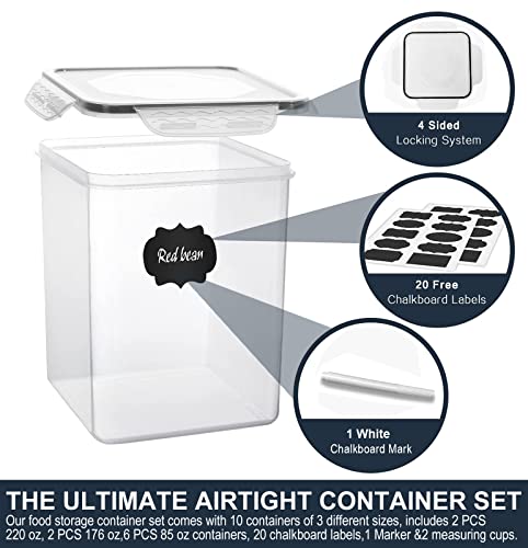 Large Tall Airtight Food Storage Containers (10 Count)