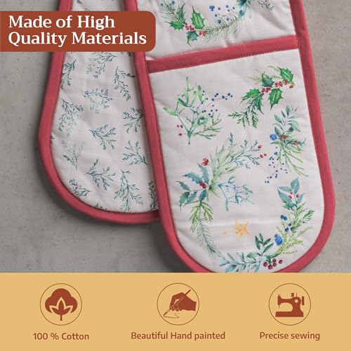 Double Oven Mitts 100% Cotton Double Oven Glove