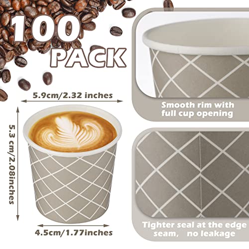 100 Pcs Count 3 oz Disposable Coffee Cups Disposable Espresso Cups Small Paper Cups 3 oz Cups for Coffee Tea Cocoa Juice Mini Paper Cups for Cafes Offices and Home