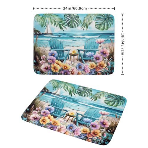 Spring Summer Sea Chair Dish Drying Mat for Kitchen Counter