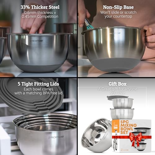 Premium Mixing Bowls With Airtight Lids Set