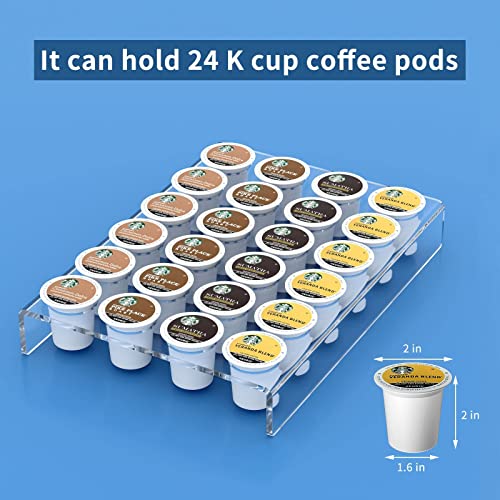 Acrylic K Cup Drawer Organizer Tray Pod Holder for 24 Coffee Capsules