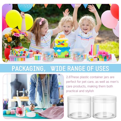 4 Pcs Plastic Jars Wide Mouth with Lids (4 Count)