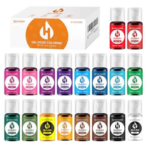 Gel Food Coloring 18 Colors x 0.45 oz Concentrated Gel Based Food Dye Vibrant Icing Colors for Baking Cake Decorating Cookies (8.1 Fl Oz)