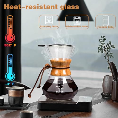 Pour Over Coffee Maker with Reusable Stainless Steel Drip Filter