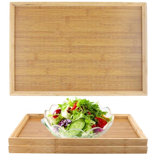 3 Pack Rectangular Bamboo Serving Tray (3 Count)