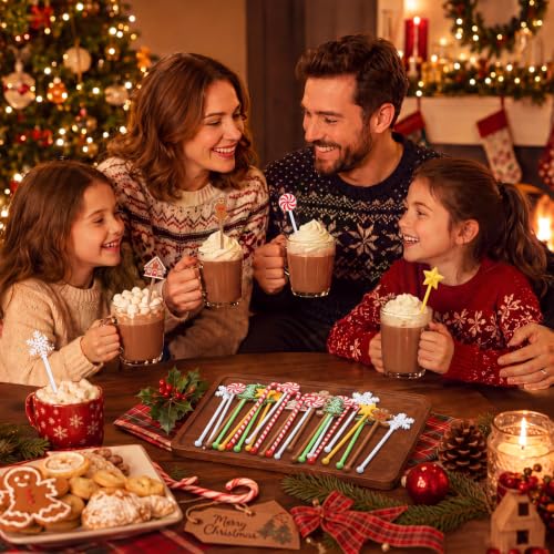 120 Pcs Christmas Swizzle Sticks Plastic Drink Stirrers (120 Count)