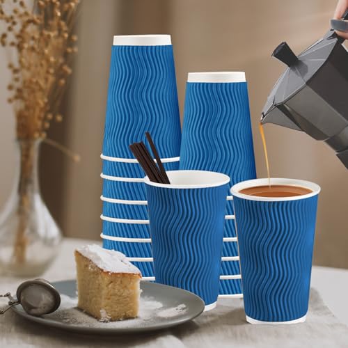 90 Pack 16 oz Disposable Coffee Cups with Lids and Straws (90 Count)