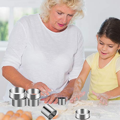 12 Pieces Biscuit Cookie Cutter Set With Tin Box Biscuit Plain Edge Round Cutters Metal Ring Baking Molds