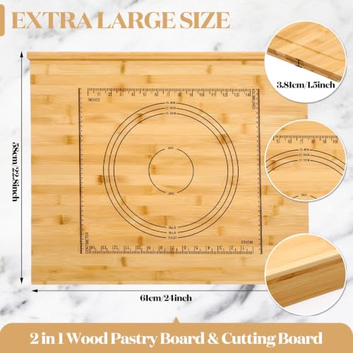 Extra Large Wooden Pastry Board 24 x 22.8 Inch Dough Rolling Board