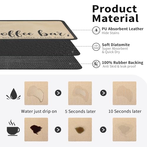 Coffee Mat Absorbent Hide Stain Rubber Backed Dish Drying Mat for Kitchen Counter
