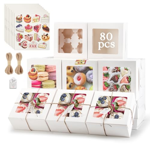 Cupcake Boxes with Window (80 Count)