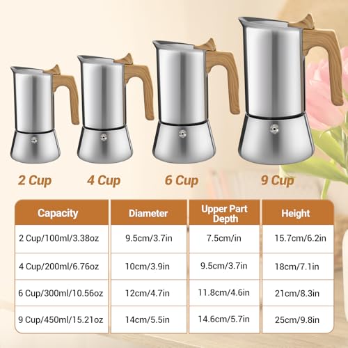 No Coating 6 Cup Moka Pot Thickened 304 Stainless Steel