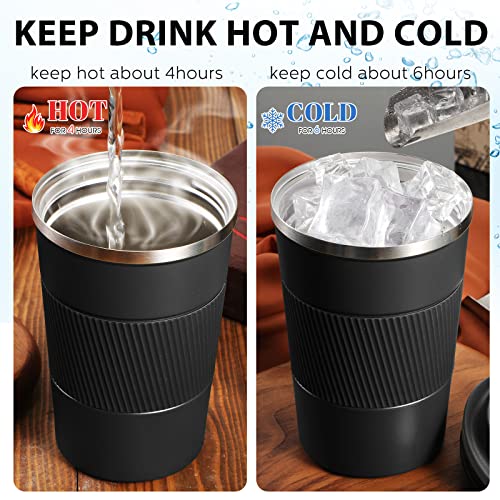4 Pack 16 oz Bulk Travel Coffee Mug with Lid Reusable Vacuum Insulated Coffee Tumbler Double Wall Thermal Stainless Steel Camping Tea Cup for Christmas Winter Drinks Employee Gift