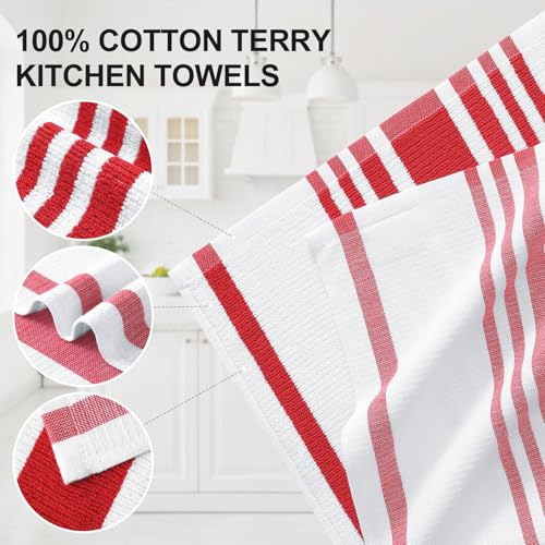 Premium Cotton Stripe Kitchen Towels 8 Pack (8 Count)