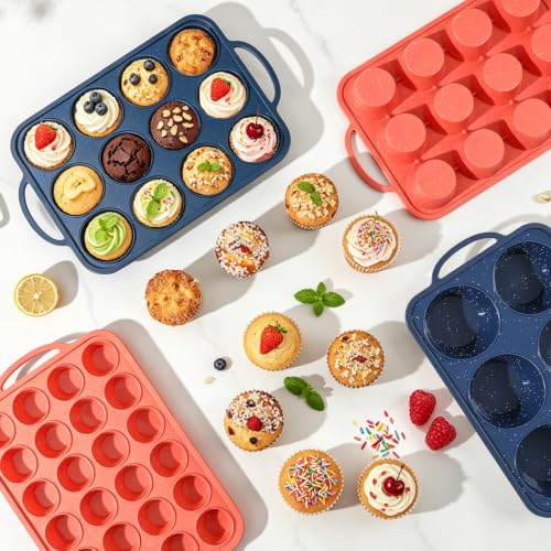 24 Cup Silicone Muffin Pan with Metal Reinforced Frame