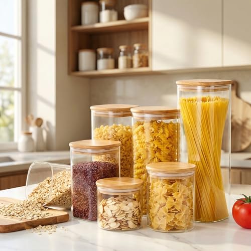 57 oz Square Glass Food Storage Containers with Airtight Bamboo Lids (3 Count)