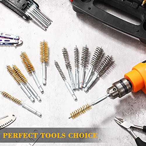 24 Pieces Bore Brush for Drill Wire Bore Brush Set Wire Cleaning Set Stainless Steel Cleaning for Power Drill Impact Driver