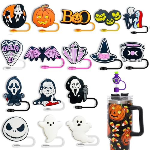 16PCS Halloween Straw Toppers for Stanley Cup (16 Count)