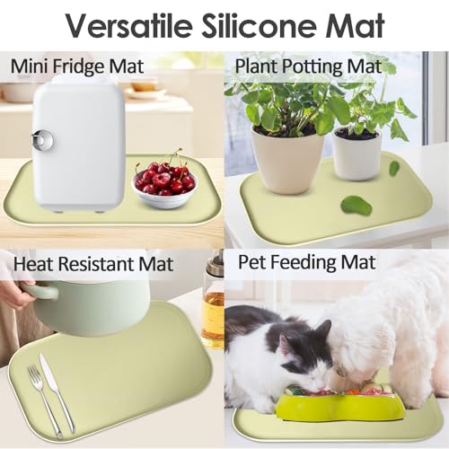 Silicone Coffee Maker Mat with Lip for Countertops 17.4''x10.6'' Sage Green