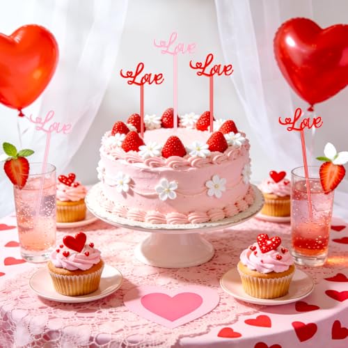 36Pcs Valentines Day Cocktail Stirrers Pink Coffee Bar Supplies
