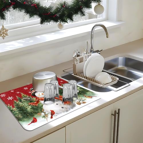 Christmas Snowman Dish Drying Mat