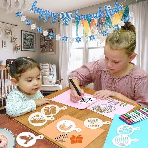 36Pcs Hanukkah Cookie Stencils Reusable Dreidel Menorah for DIY Baking