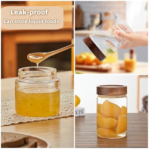 17 Fl oz 500 ml Glass Food Storage Jar with Airtight Screw on Wooden Lid