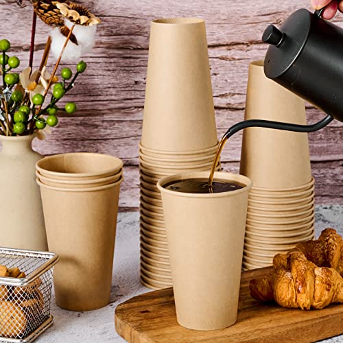 100 Pack 16 oz Kraft Paper Coffee Cups