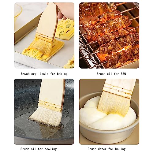 3PCS Pastry Brushes Basting Oil Brush with Goat Bristles and Hardwood Handles BBQ Cooking Baking Brush for Baking