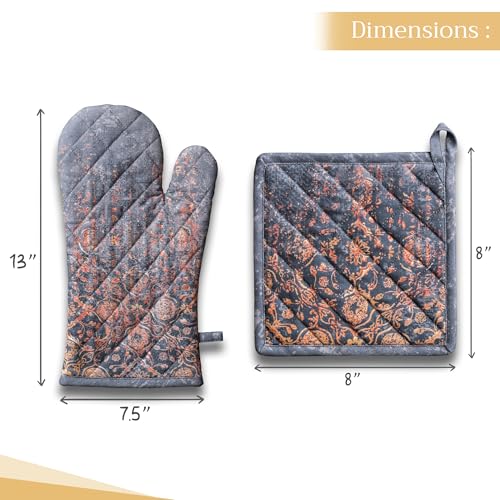 100% Cotton Oven Mitt & Pot Holder Set